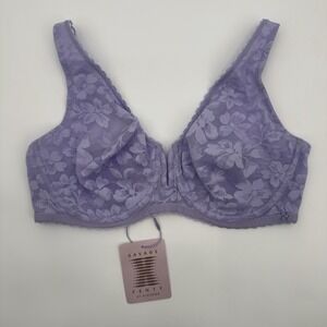 Savage X Fenty Lavish Lace Unlined Full-Coverage‎ Bra Purple Lavender Sz 36D NEW